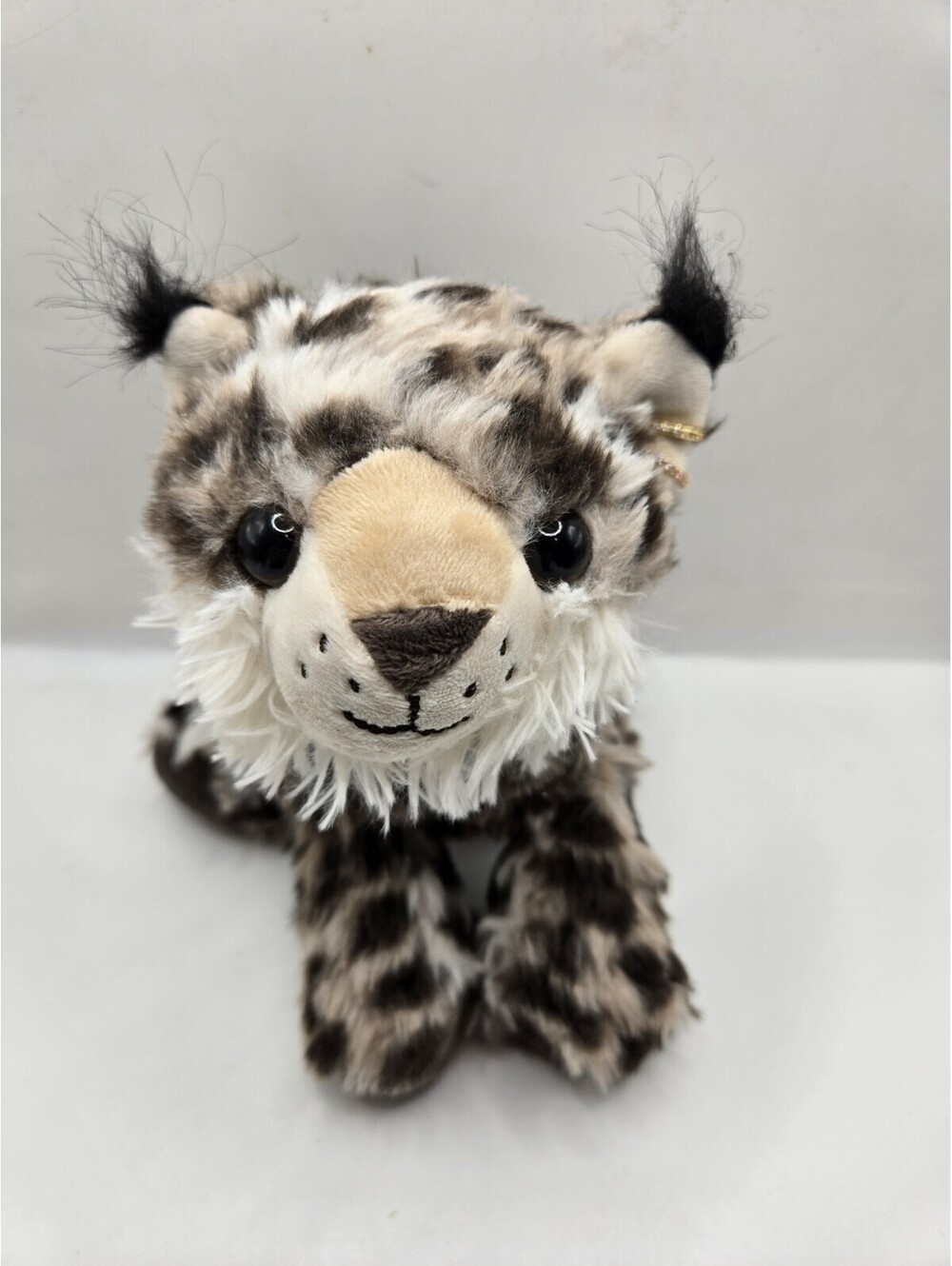 Bobcat Lynx Plush Stuffed Animal Spotted Fur Pattern Ear Tufts Piercings